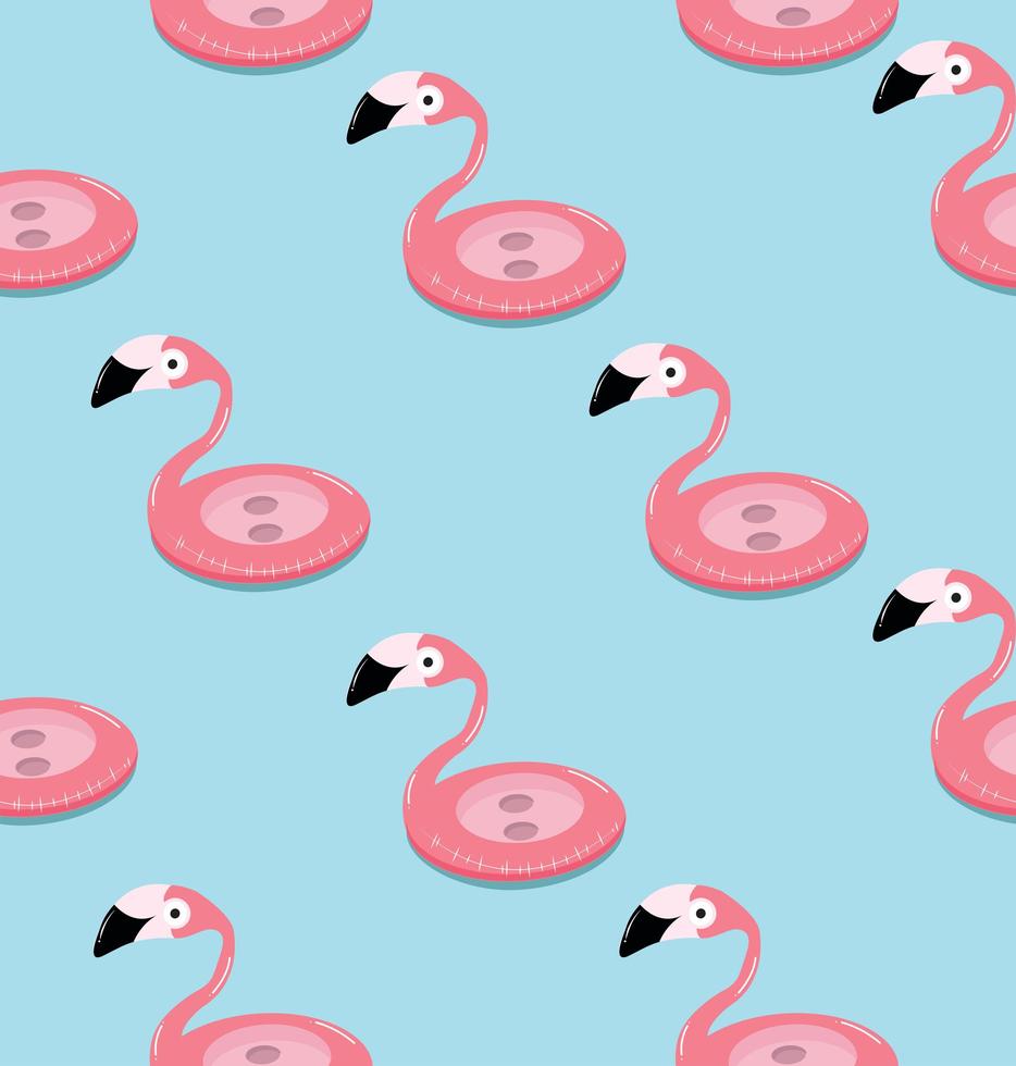 Seamless pattern of summer flamingo pool ring vector