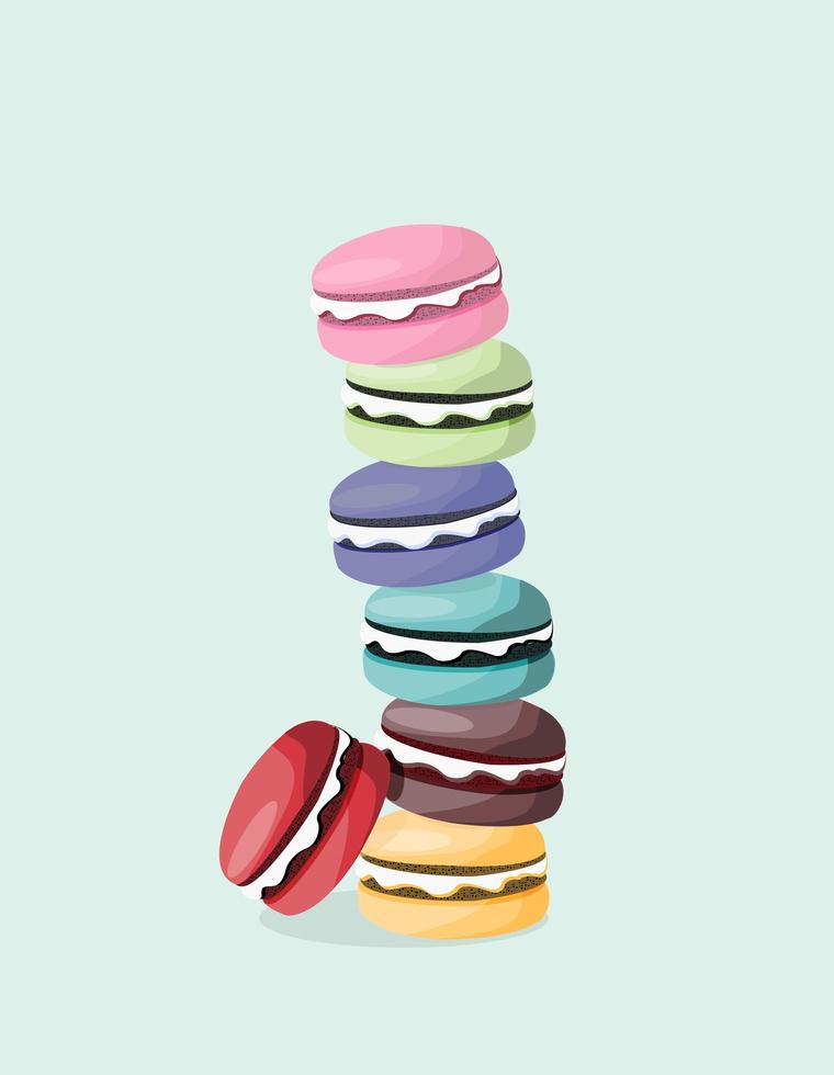 pila de macarons coloridos vector