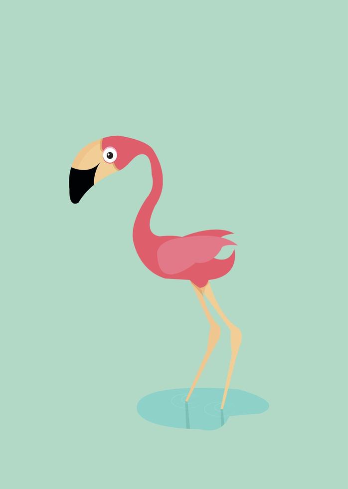 Cute pink flamingo vector