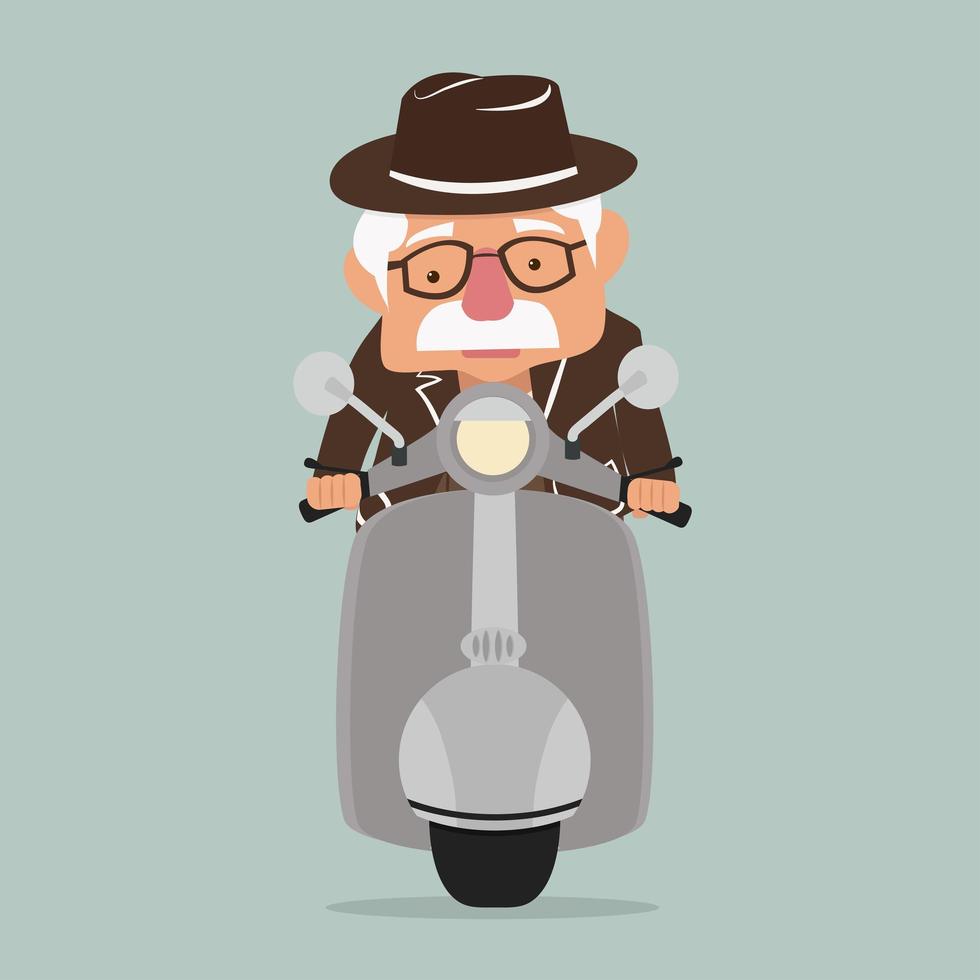 Old man driving a scooter vector
