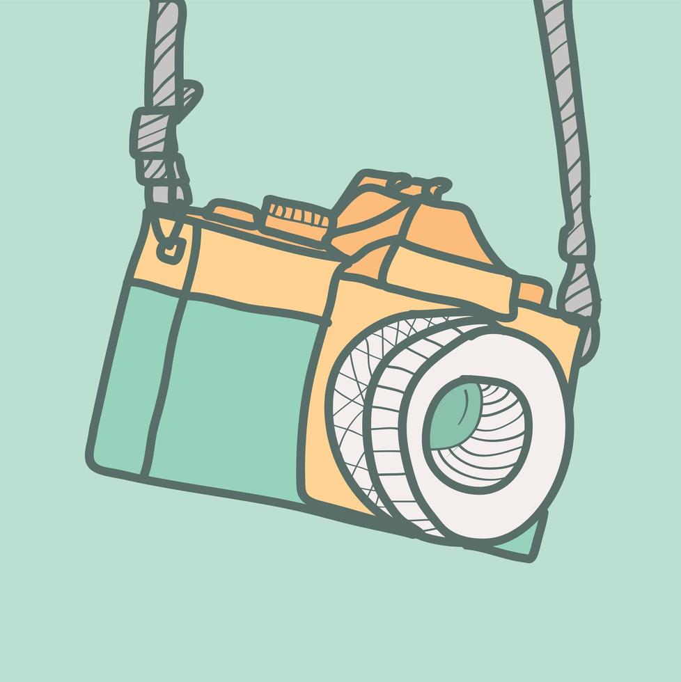 cámara de fotografía hipster en estilo dibujado a mano vector