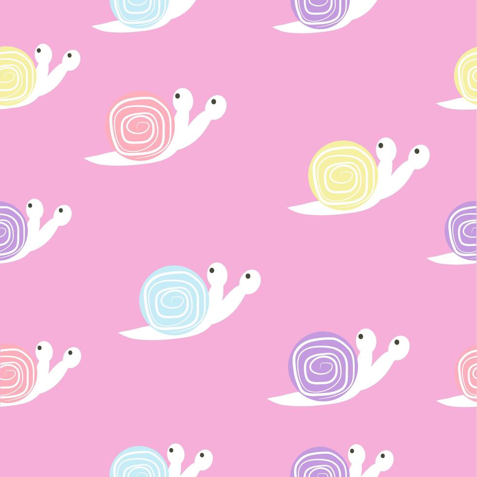 Seamless pattern of cute pastel colored snails vector