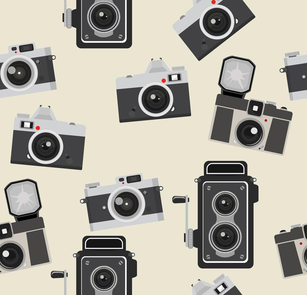 Seamless pattern of retro photography cameras vector