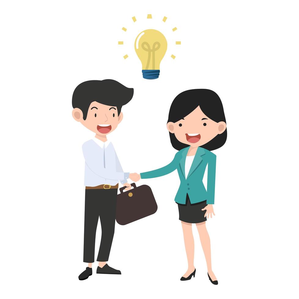 Businesswoman and businessman shaking hands vector