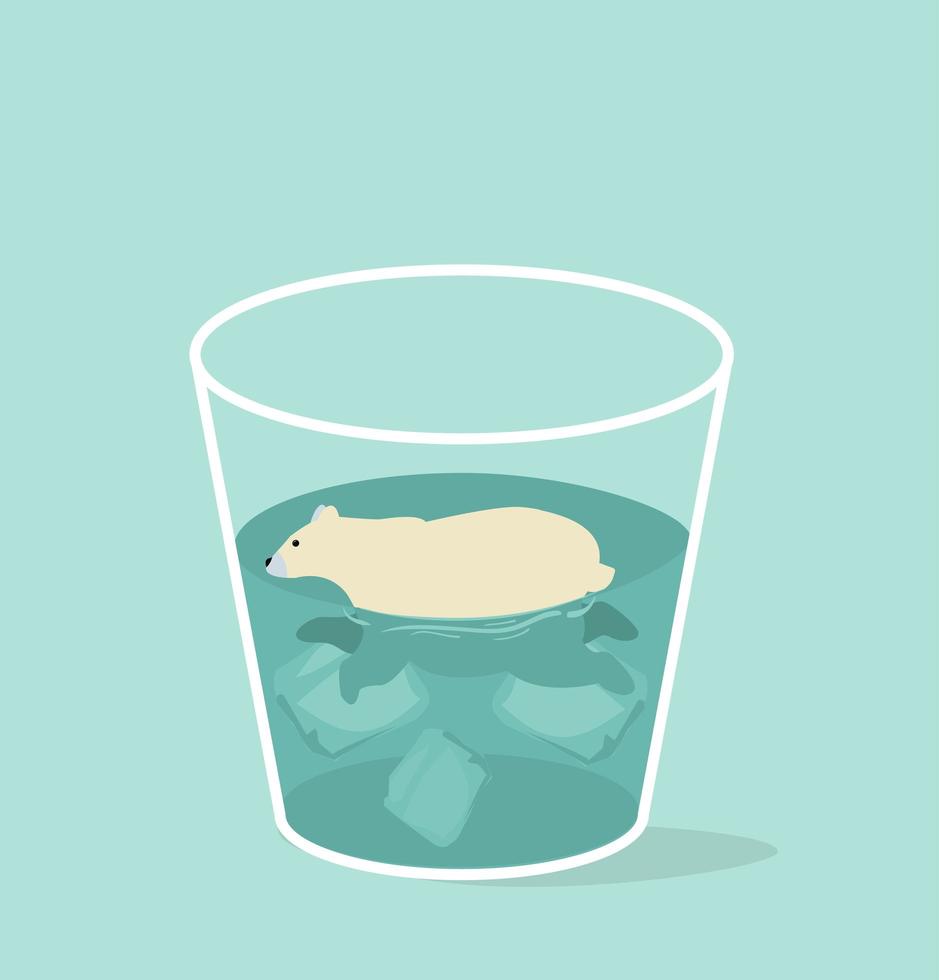 Cute polar bear swimming in a glass vector