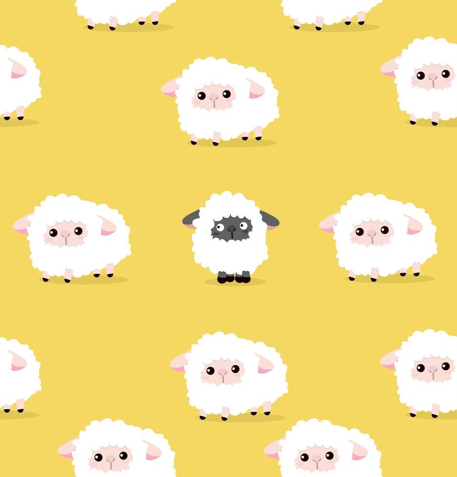 Seamless pattern of black and white sheep vector