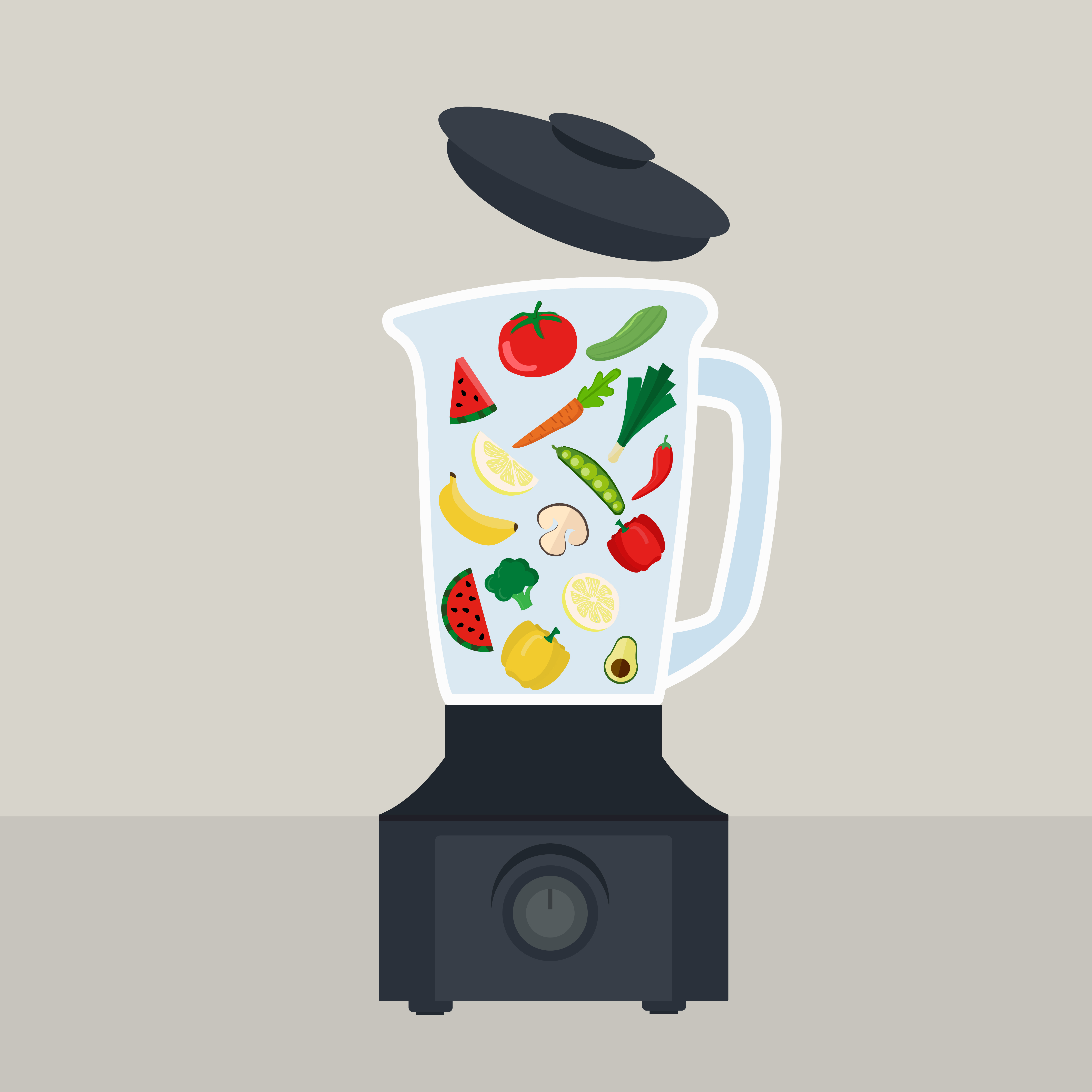 Blender And Working Blender With Fruit Stock Illustration