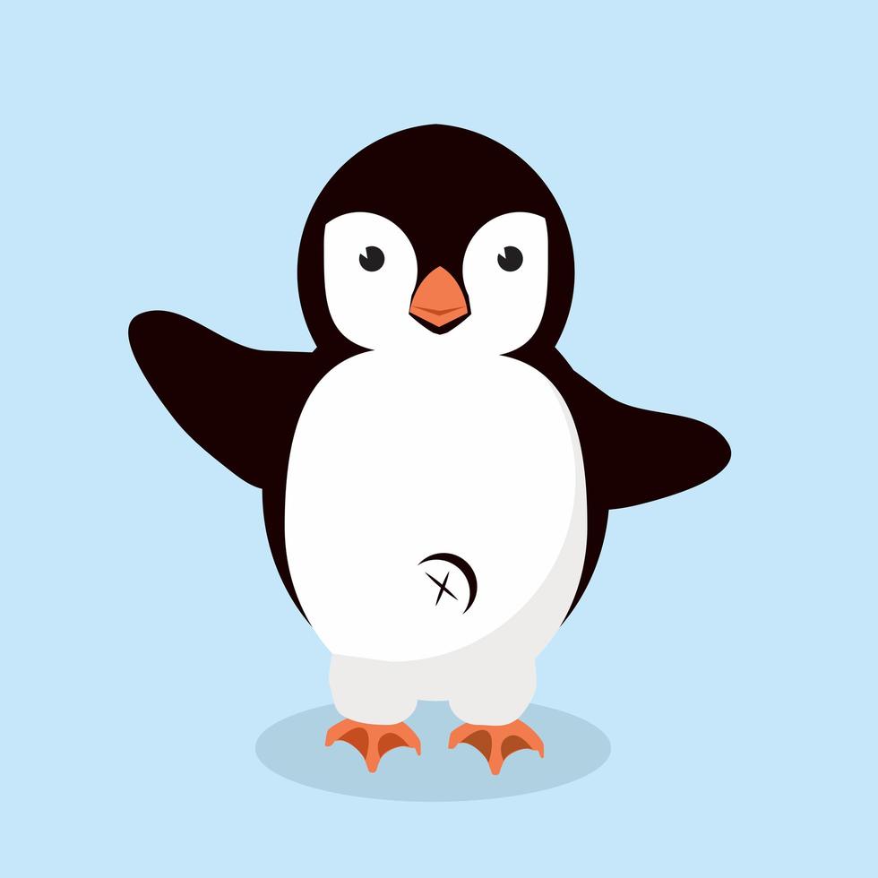 lindo pingüino agitando alas vector