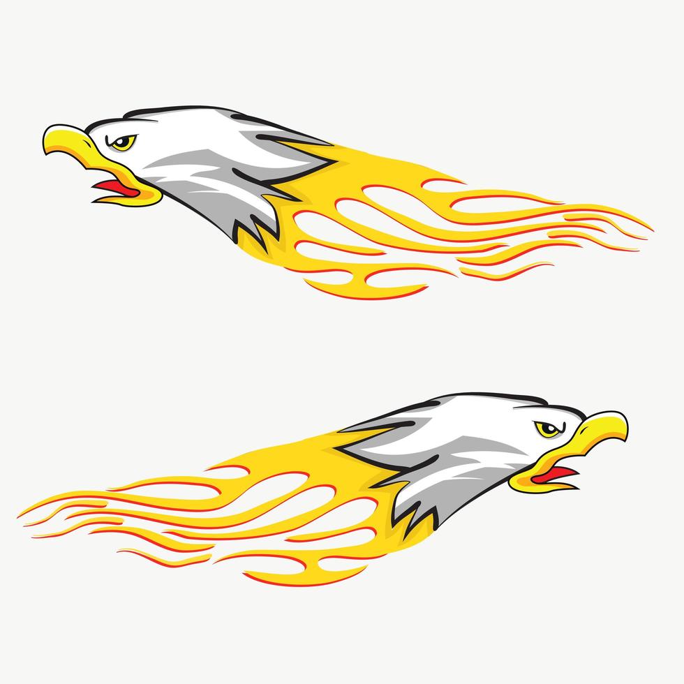 Screaming eagle head with flames vector
