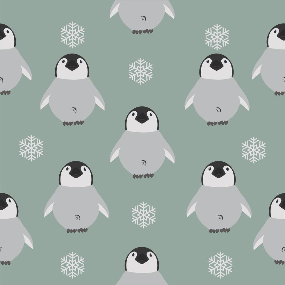 Seamless pattern of baby penguin vector
