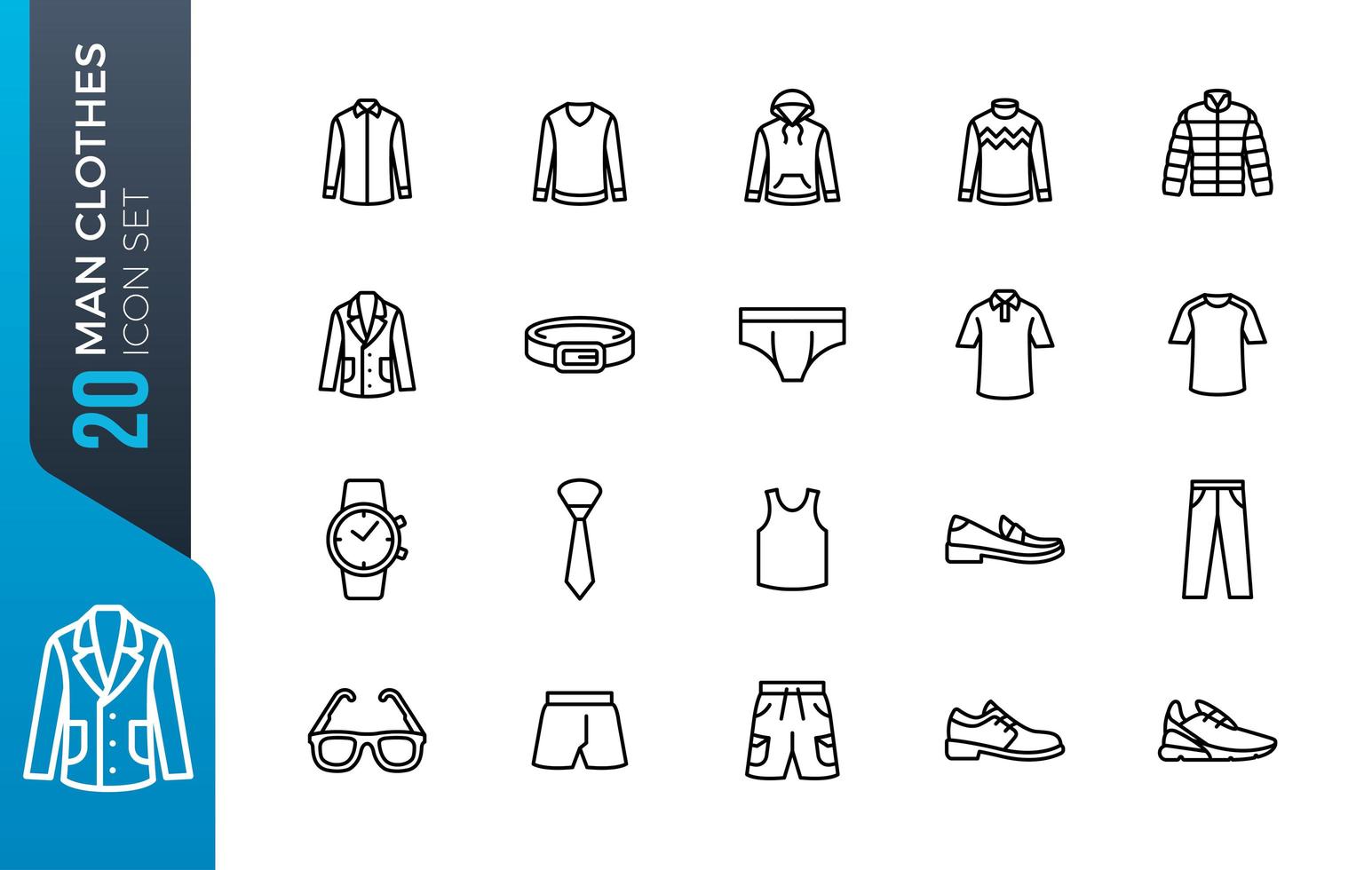 Minimal clothes icon set vector