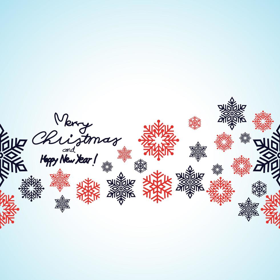 Merry Christmas and Happy New Year with snowflakes vector