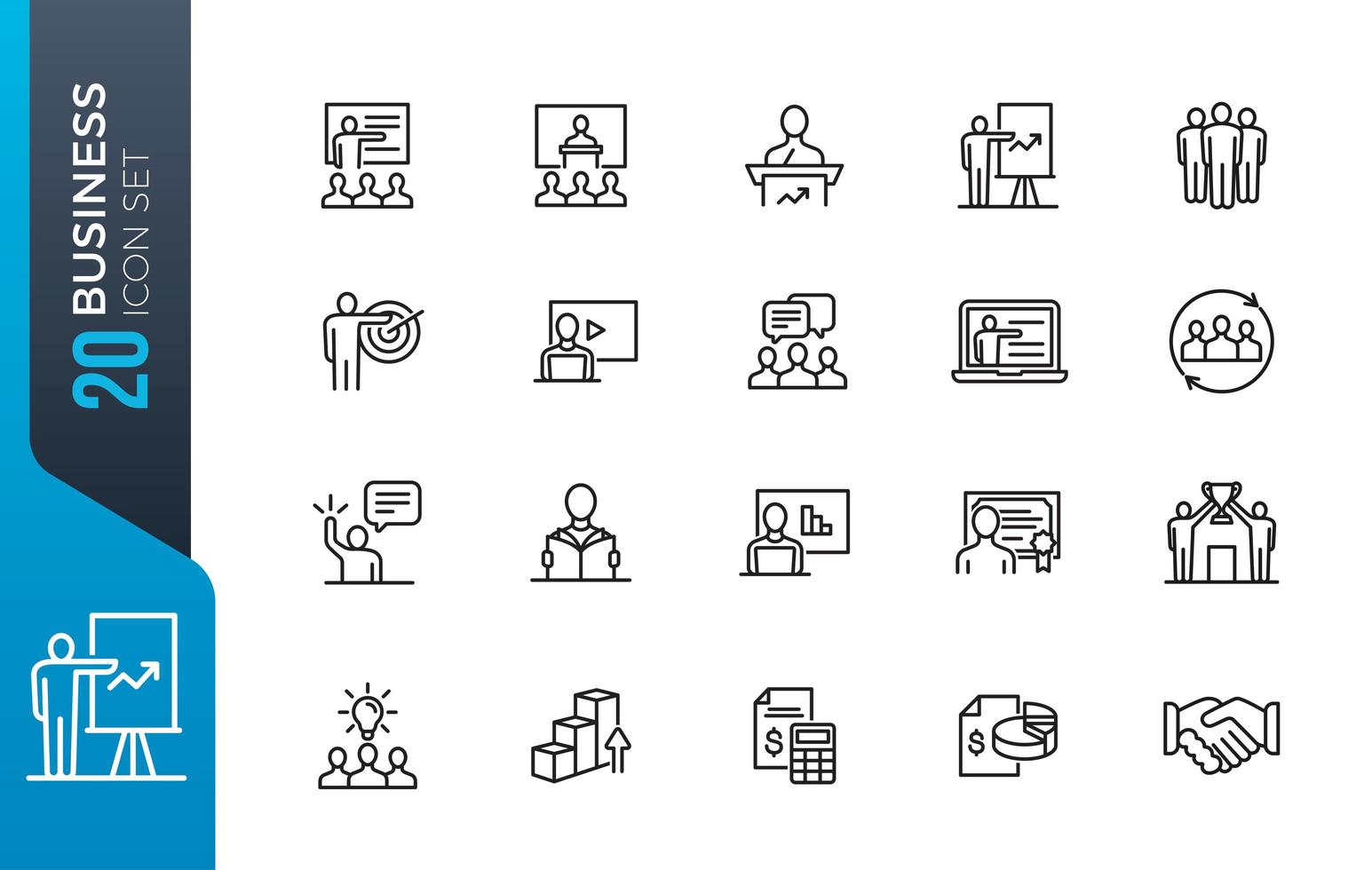 Minimal business icon set vector