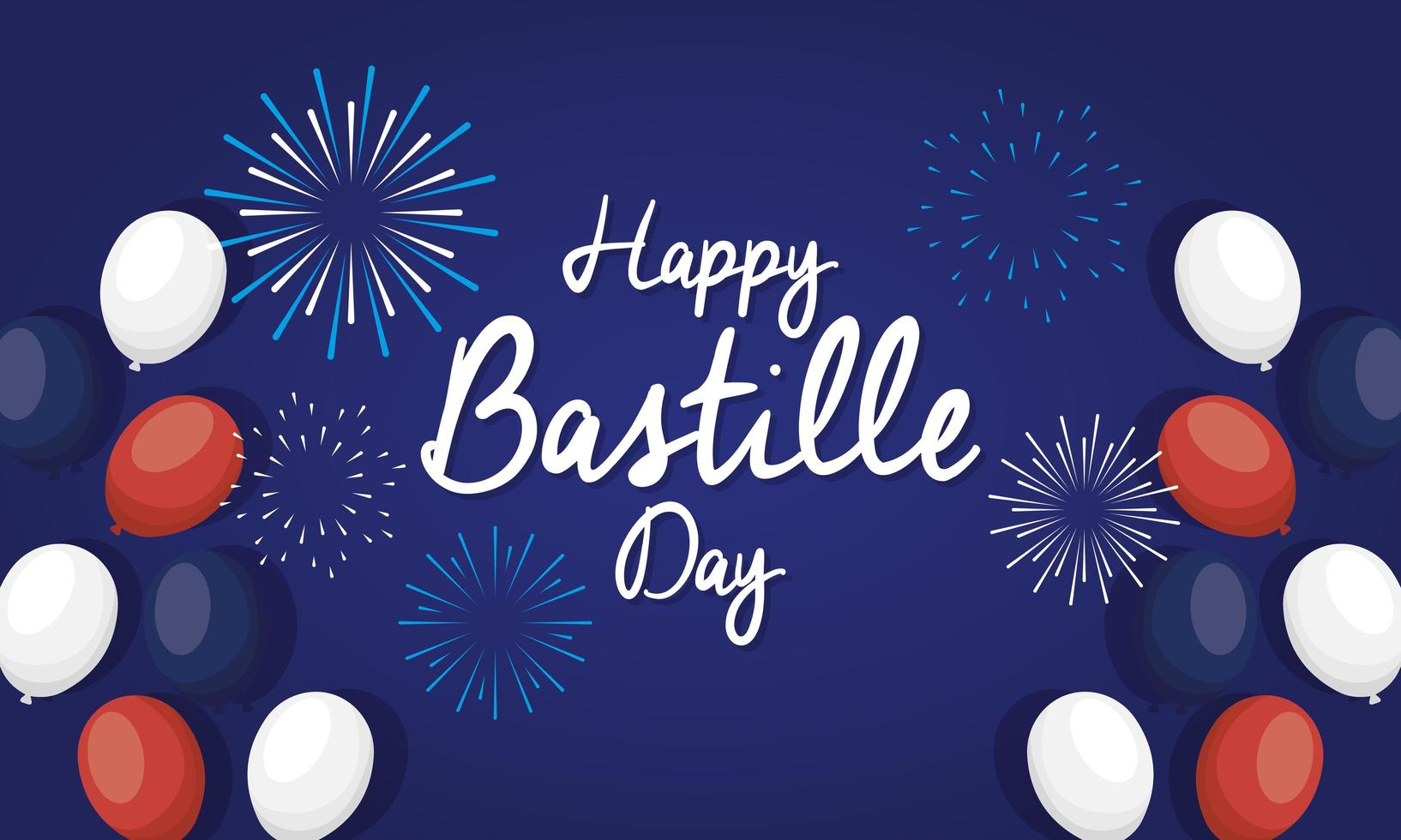 Bastille Day celebration card set with balloons vector