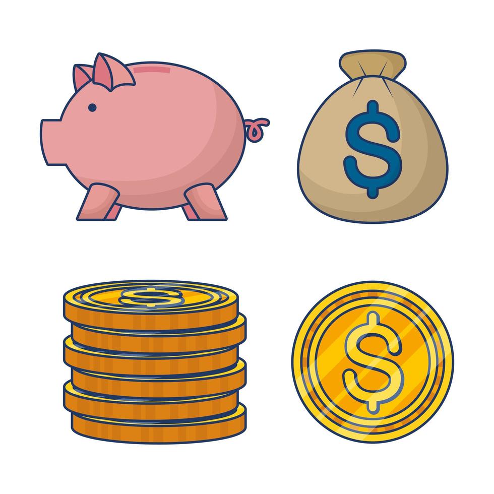 Money and finances icon set vector