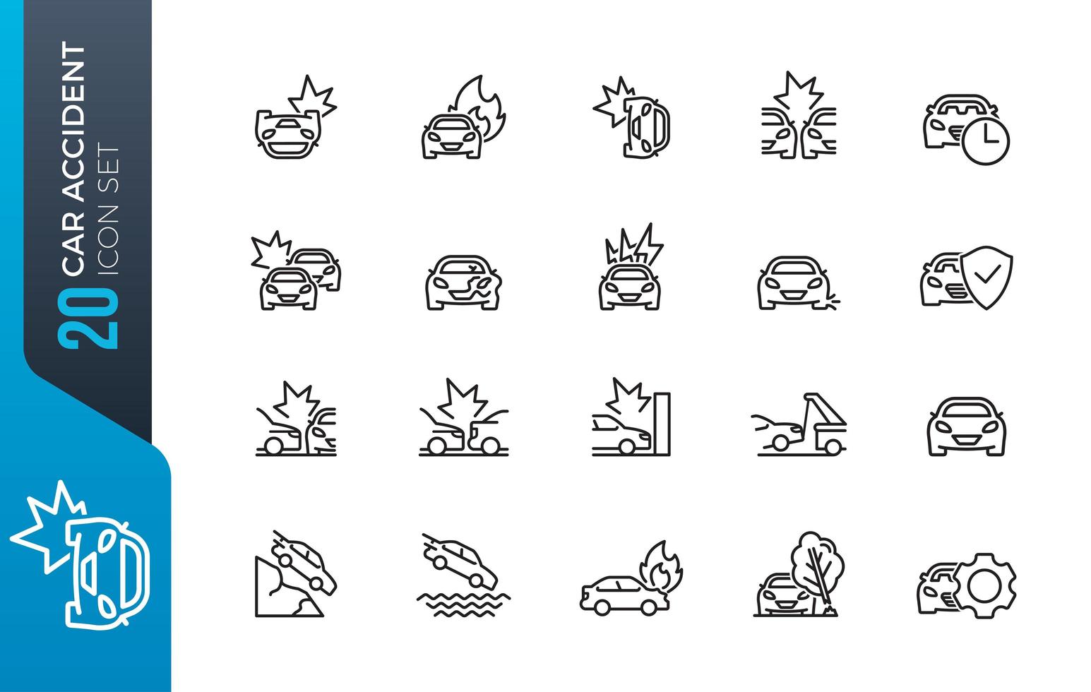 Car accident icon set vector