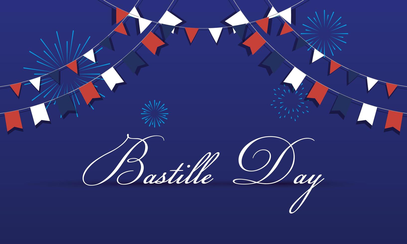 banner de celebración del día de la bastilla con guirnalda vector