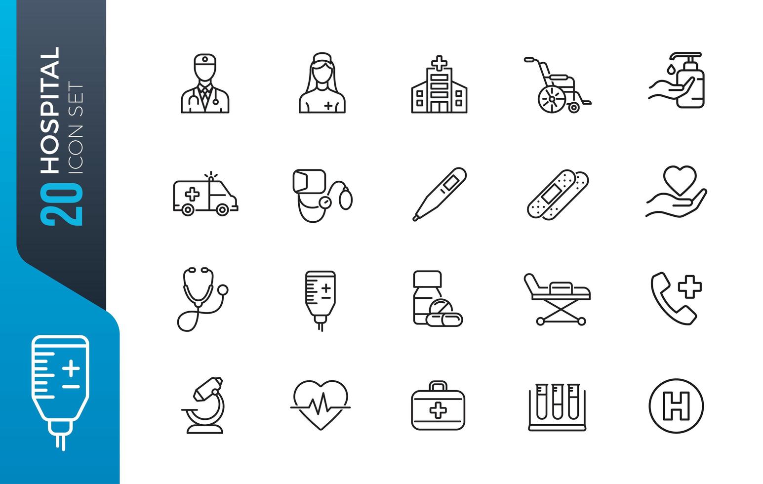 Minimal hospital icon set vector