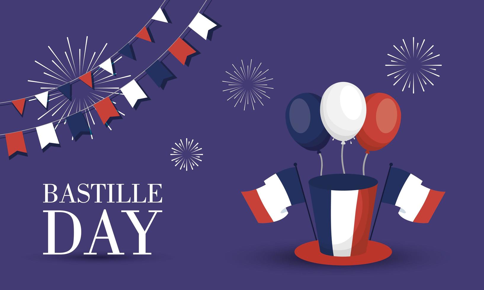 Bastille Day celebration banner with balloons vector