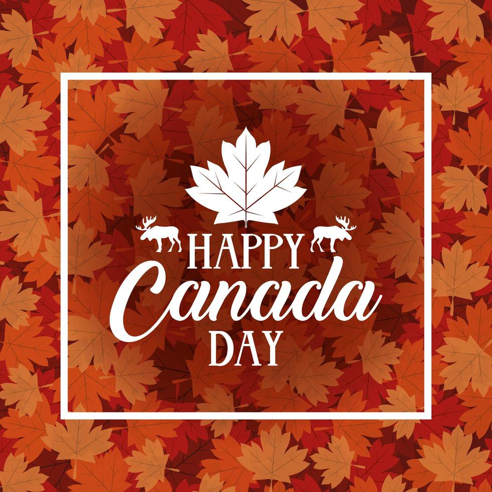 feliz día de canadá celebración banner con hojas de arce vector