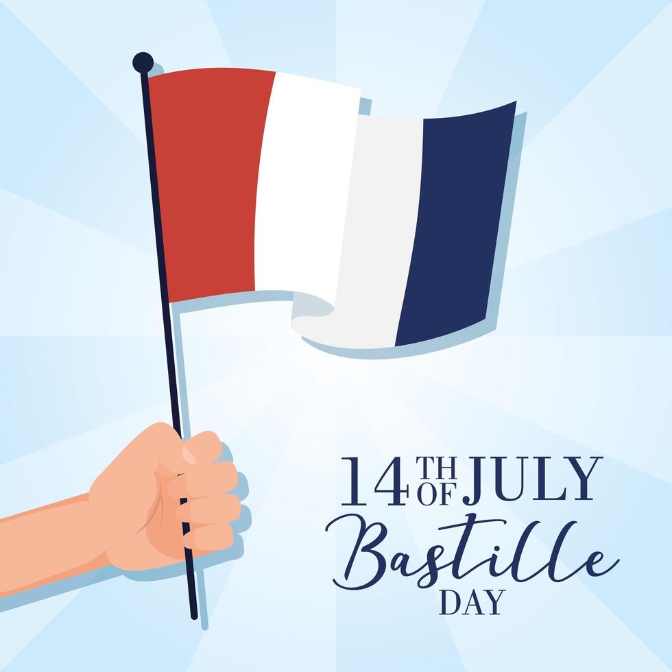 Bastille Day celebration with French flag vector