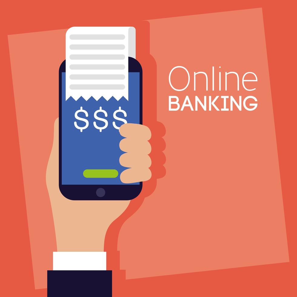 Online banking technology with smartphone vector