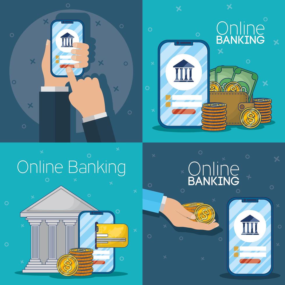 Online banking technology with electronic devices vector