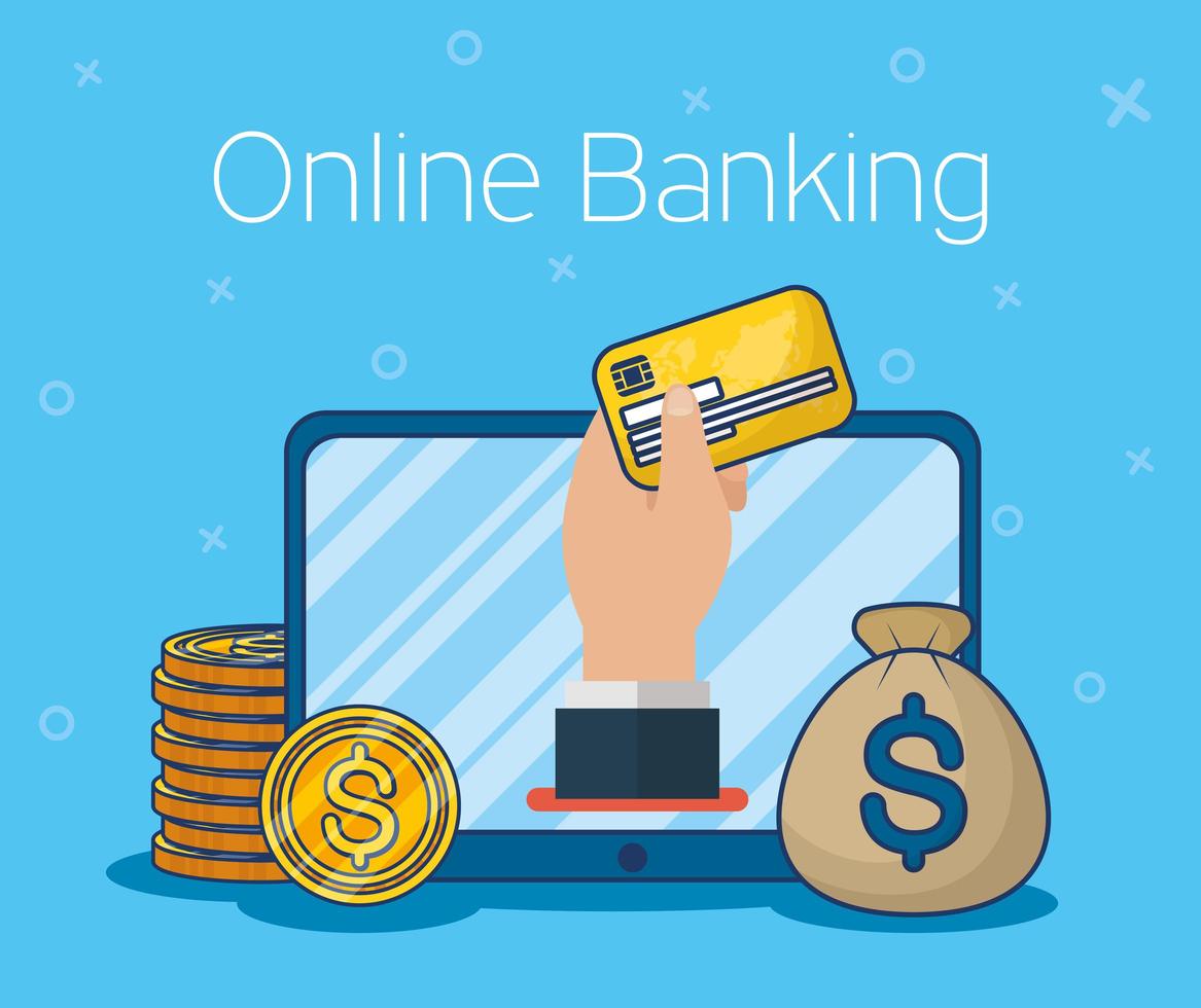 Online banking technology with tablet vector