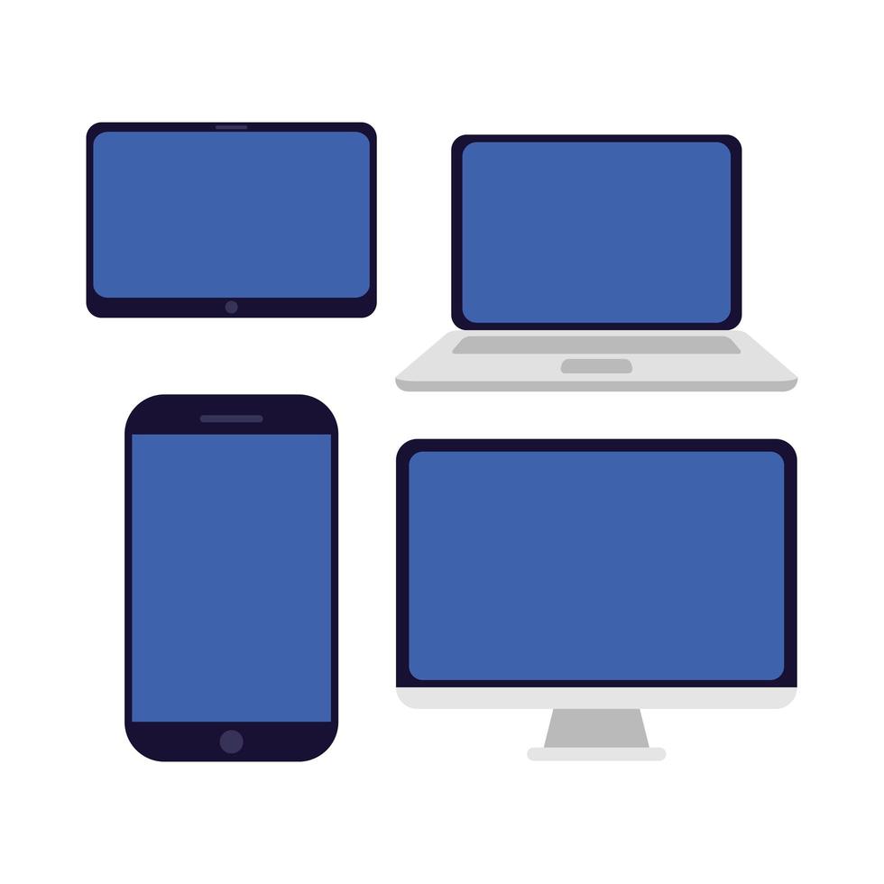 Electronic devices icon set vector