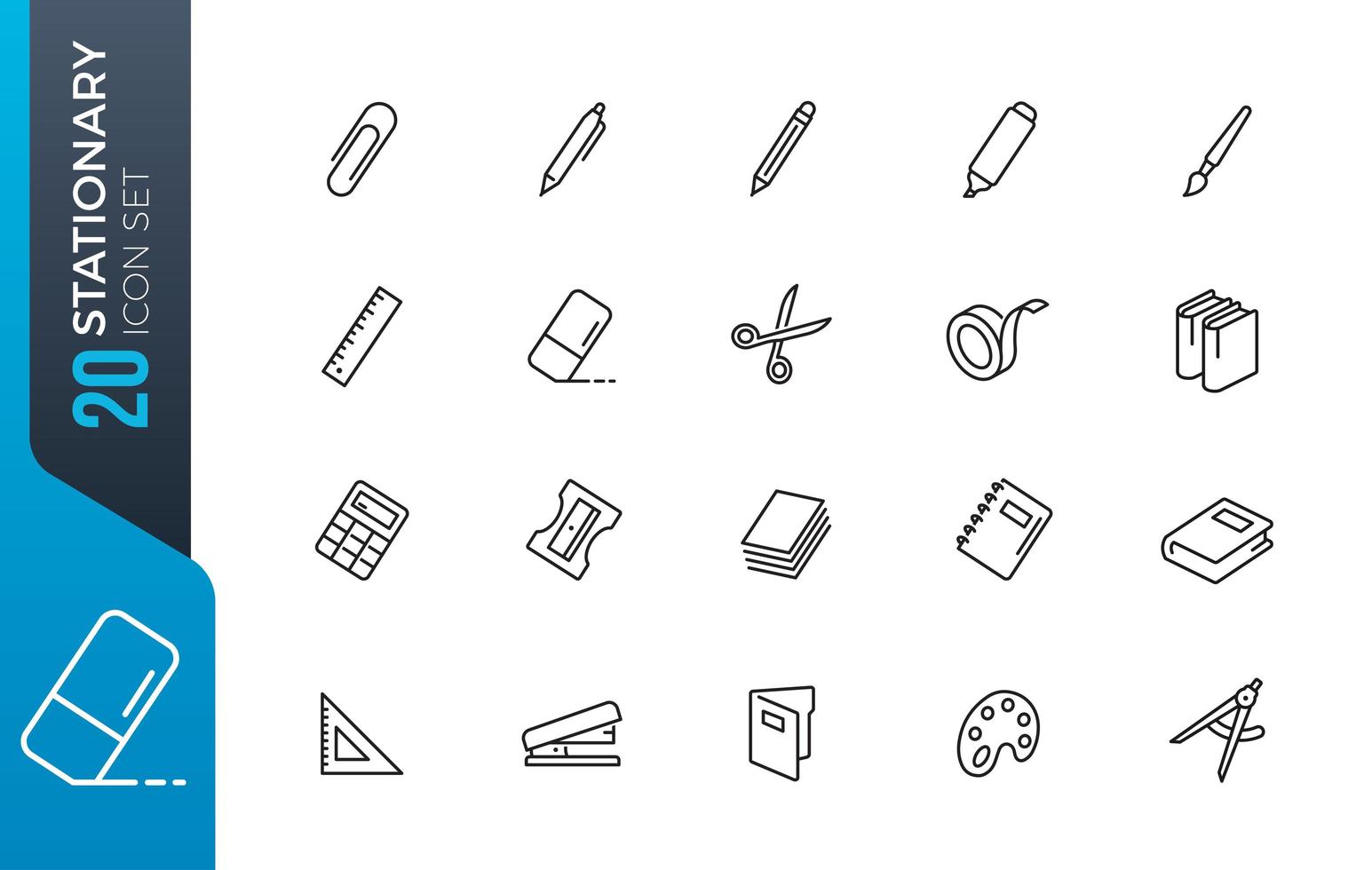 Minimal stationary icon set vector