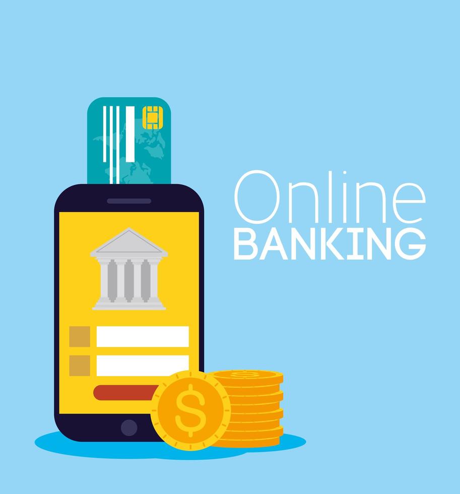 Online banking technology with smartphone vector