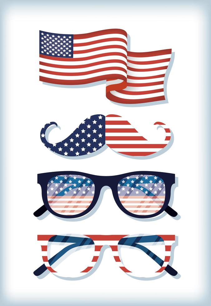 USA Independence Day celebration icon set vector