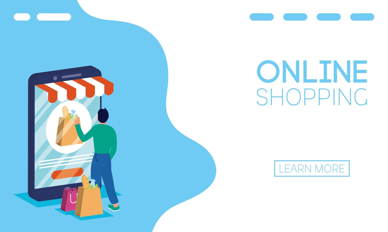 banner de compras online y comercio electrónico. vector