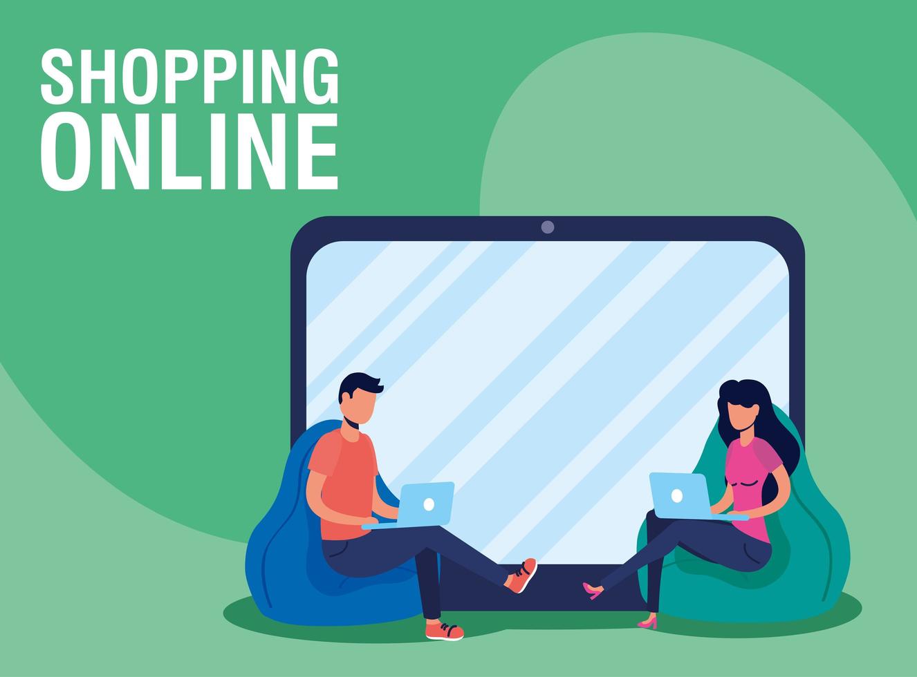 banner de compras online y comercio electrónico. vector