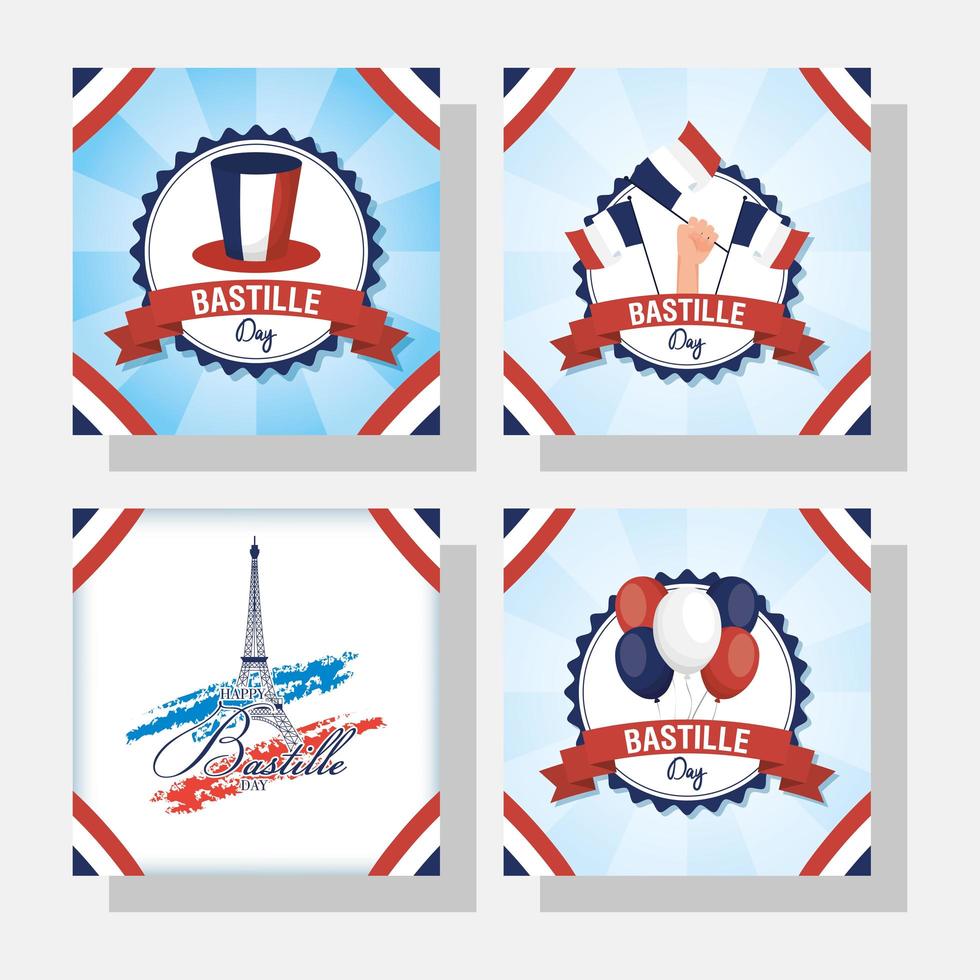 Bastille Day celebration banner set vector