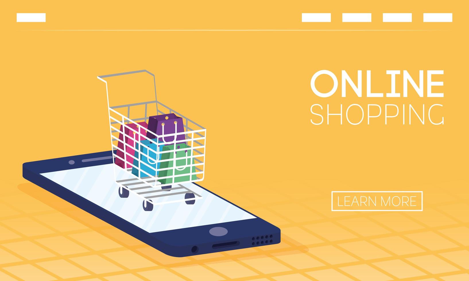 banner de compras online y comercio electrónico. vector