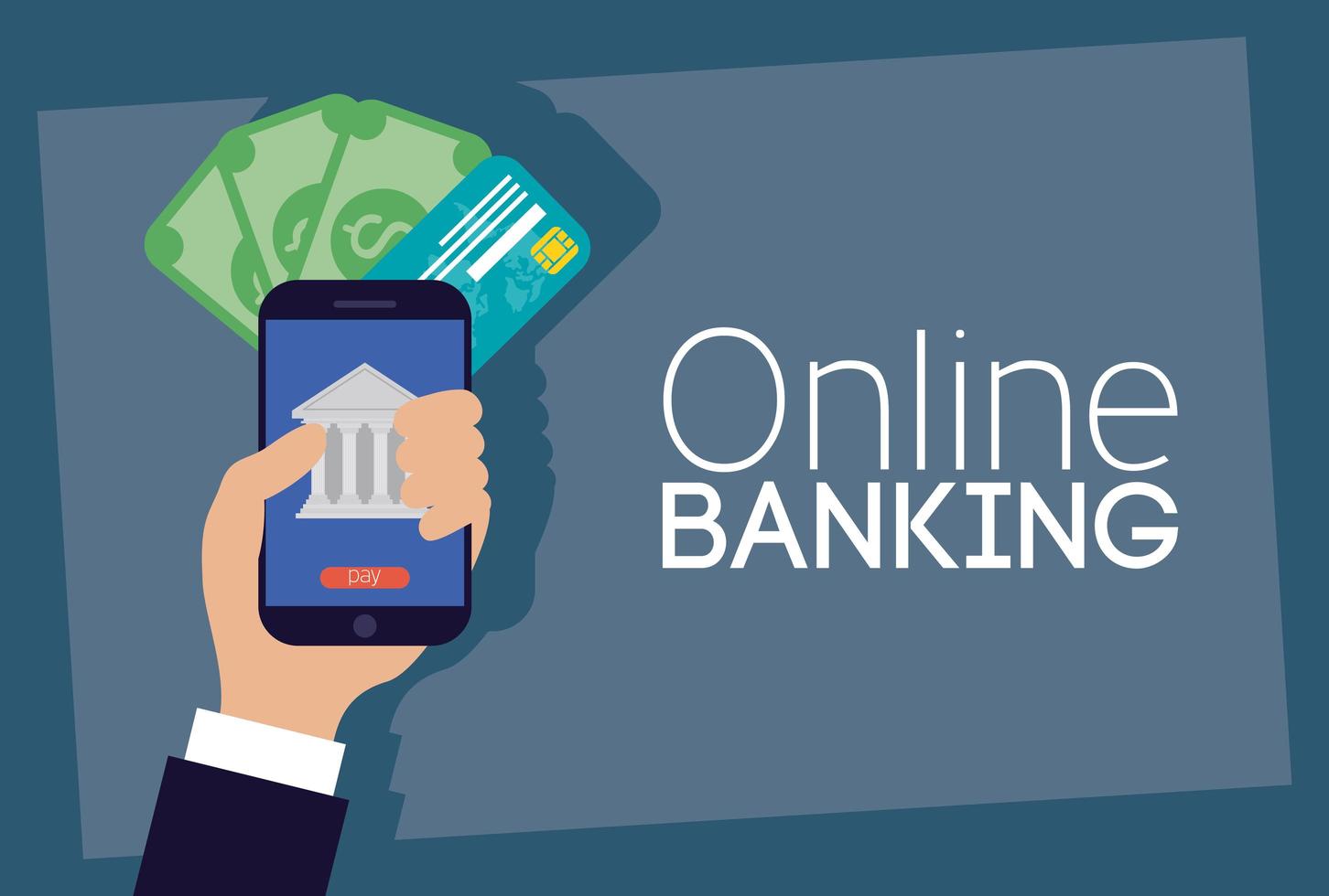 Online banking technology with smartphone vector