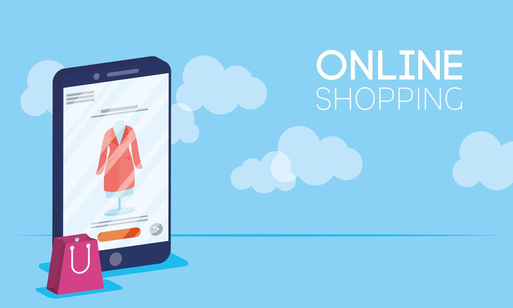 banner de compras online y comercio electrónico. vector