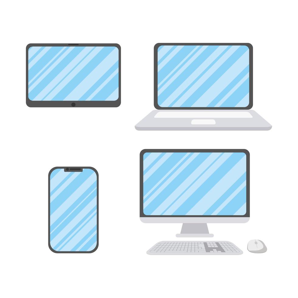 Electronic devices icon set vector