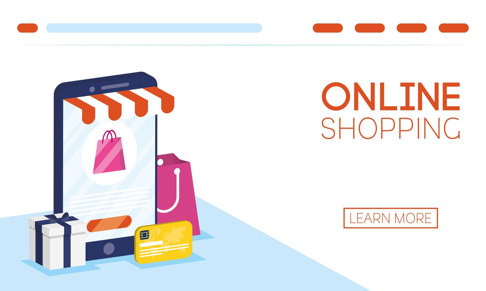 banner de compras online y comercio electrónico. vector