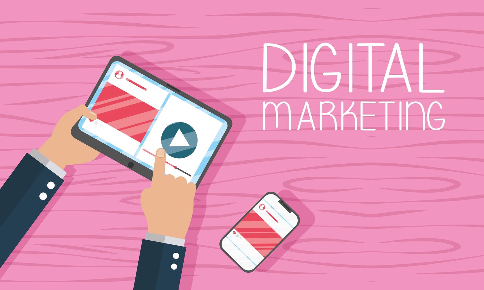 banner de marketing digital con tableta vector