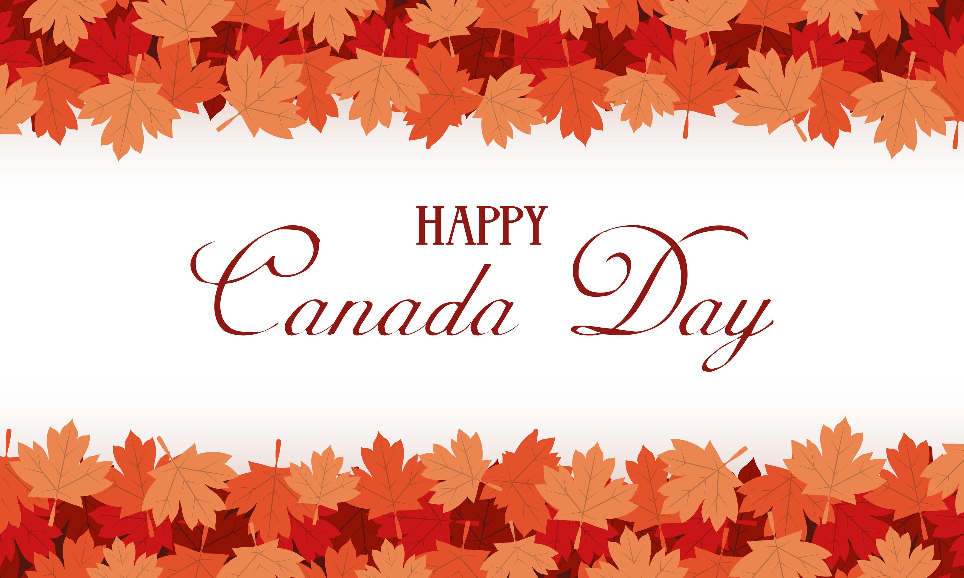 Happy Canada Day celebration banner with maple leaves 1750508 Vector