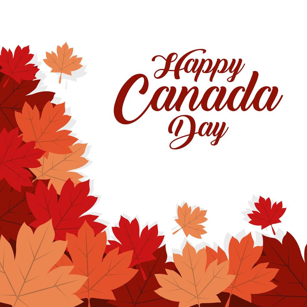 feliz día de canadá celebración banner con hojas de arce vector