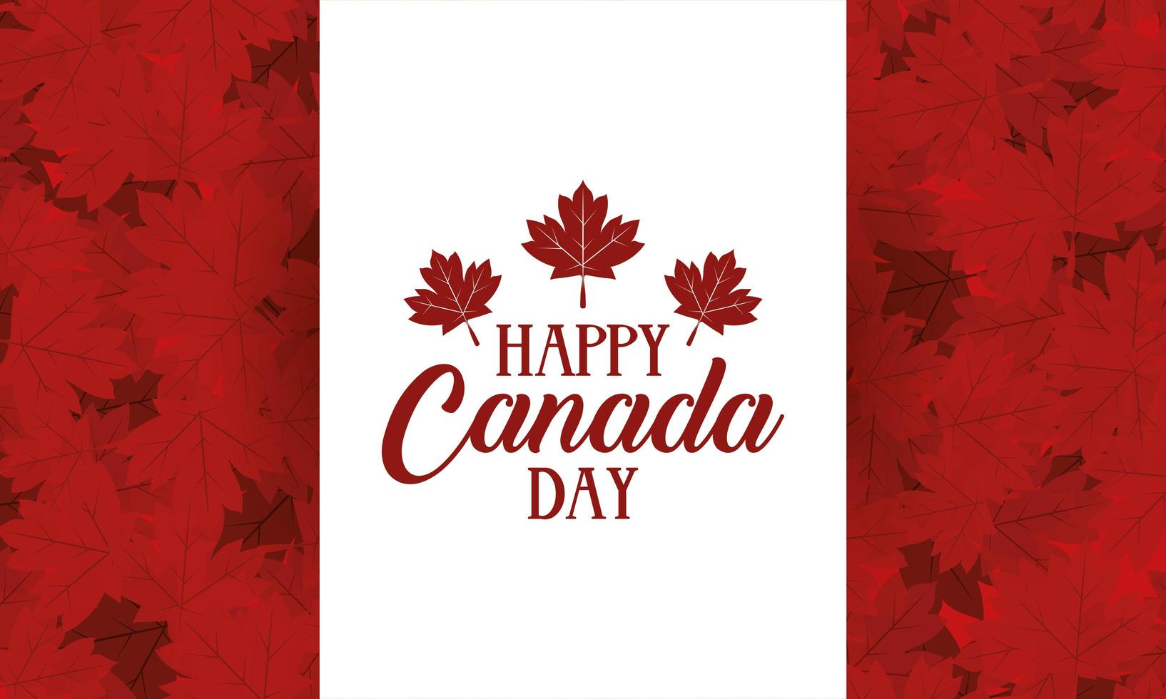 feliz día de canadá celebración banner con hojas de arce vector