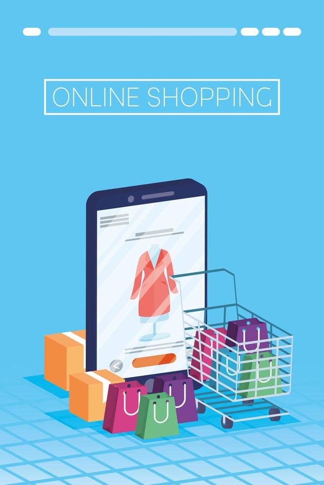 banner de compras online y comercio electrónico. vector