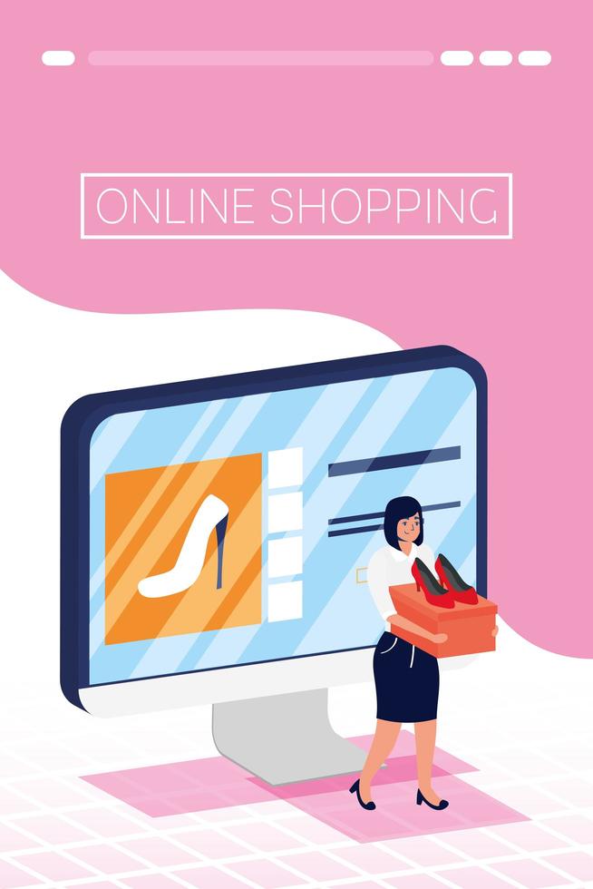 banner de compras online y comercio electrónico. vector