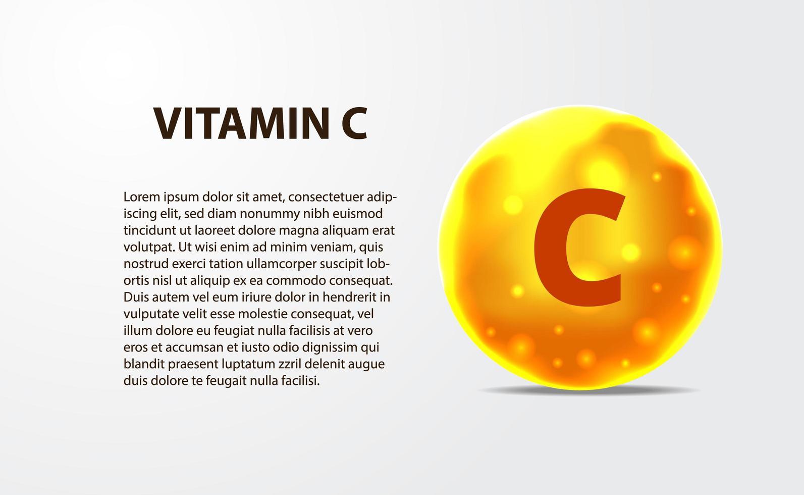 3D sphere molecule gold yellow vitamin c vector