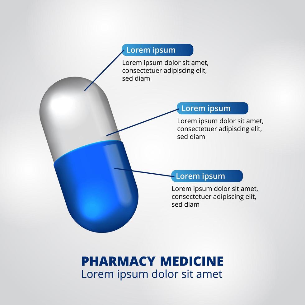 3D capsule pill medicine pharmacy infographic data visualization vector