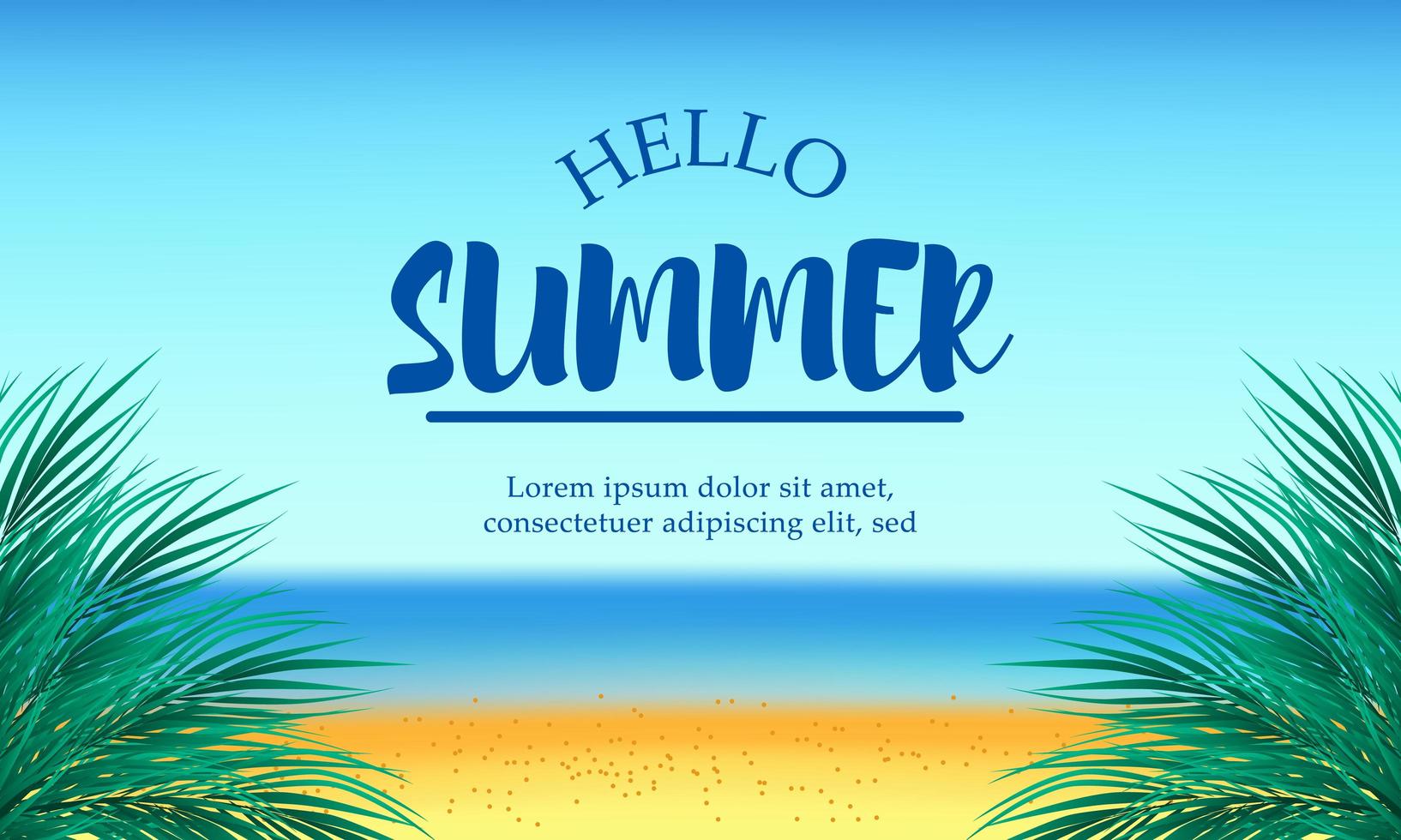 Hello Summer day travel holiday at beach. vector