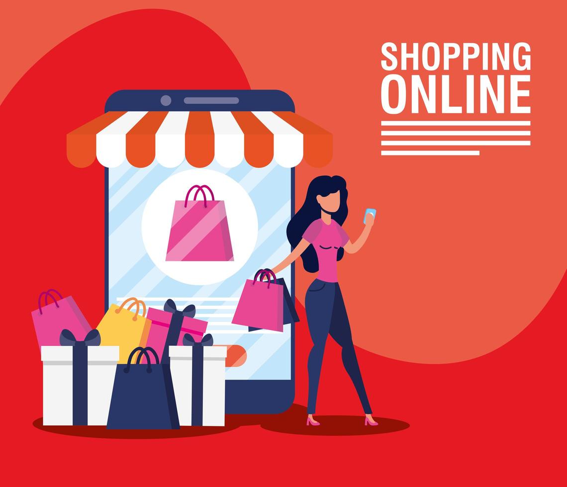 banner de compras online y comercio electrónico. vector